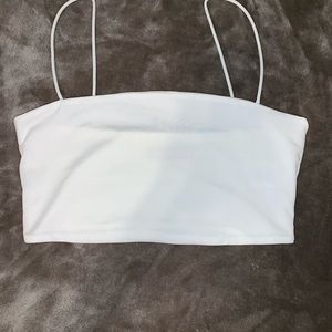 Spaghetti strap all white crop top